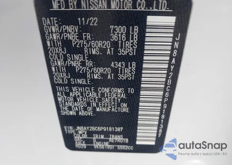 2023 Nissan Armada Sl 2Wd from USA, damaged, VIN JN8AY2BC6P9181387